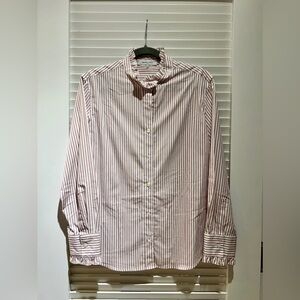 White cotton shirt with red stripes by Gerard Darel. US6-8
